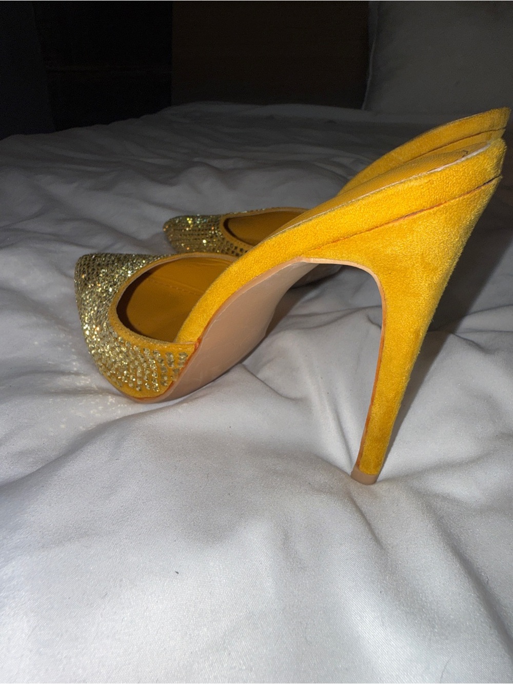 Cape Robbin Yellow Rhinestone Pointed Toe Mules - Picture 2 of 3